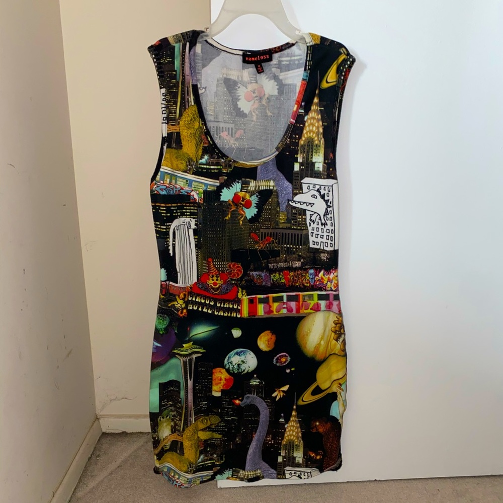Multi-Color, Cotton, Mini Dress